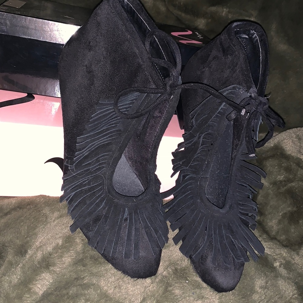 ASOS fringe suede tie bootie